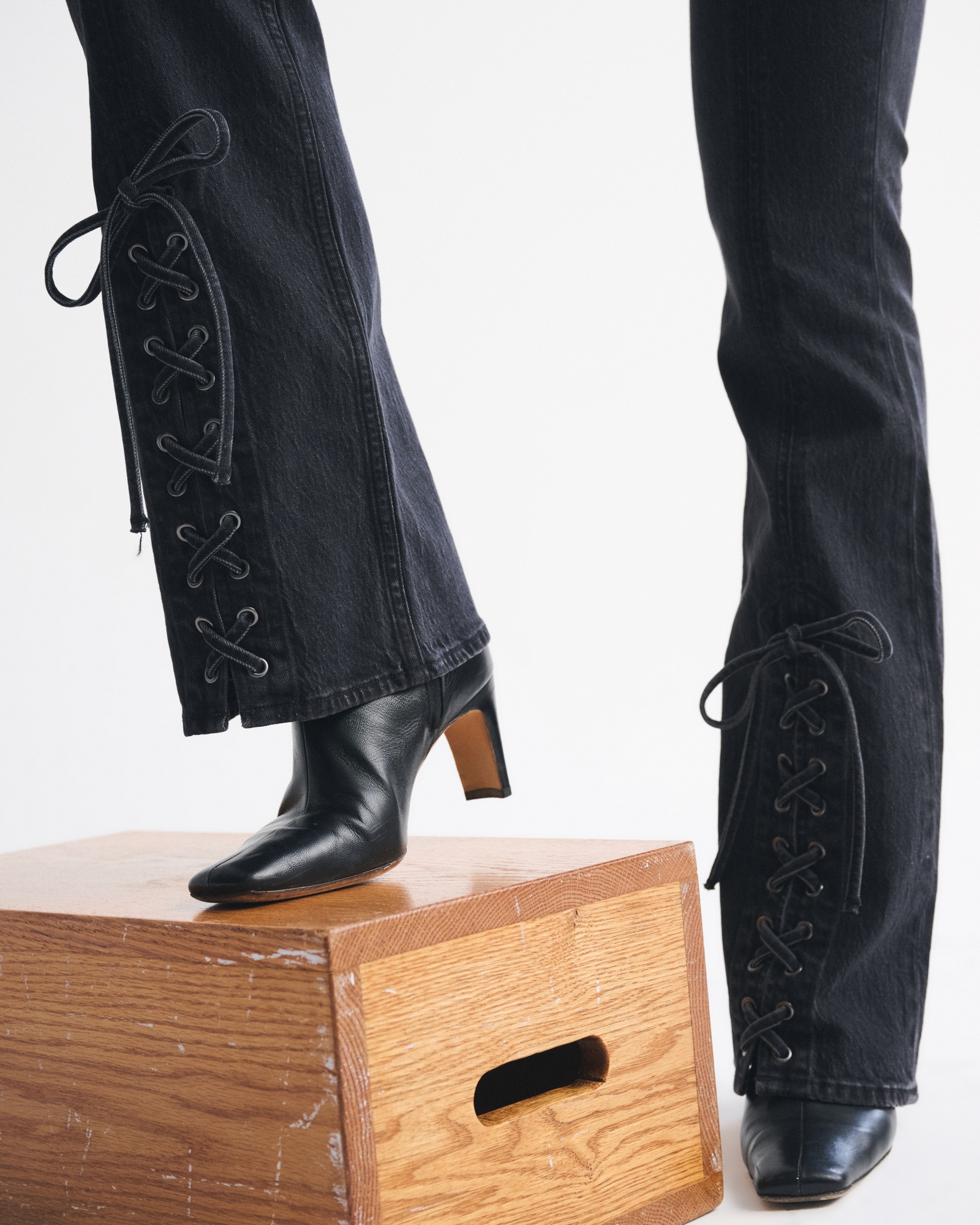 High Rise Bootcut Studded Split-Vent Hem Jean