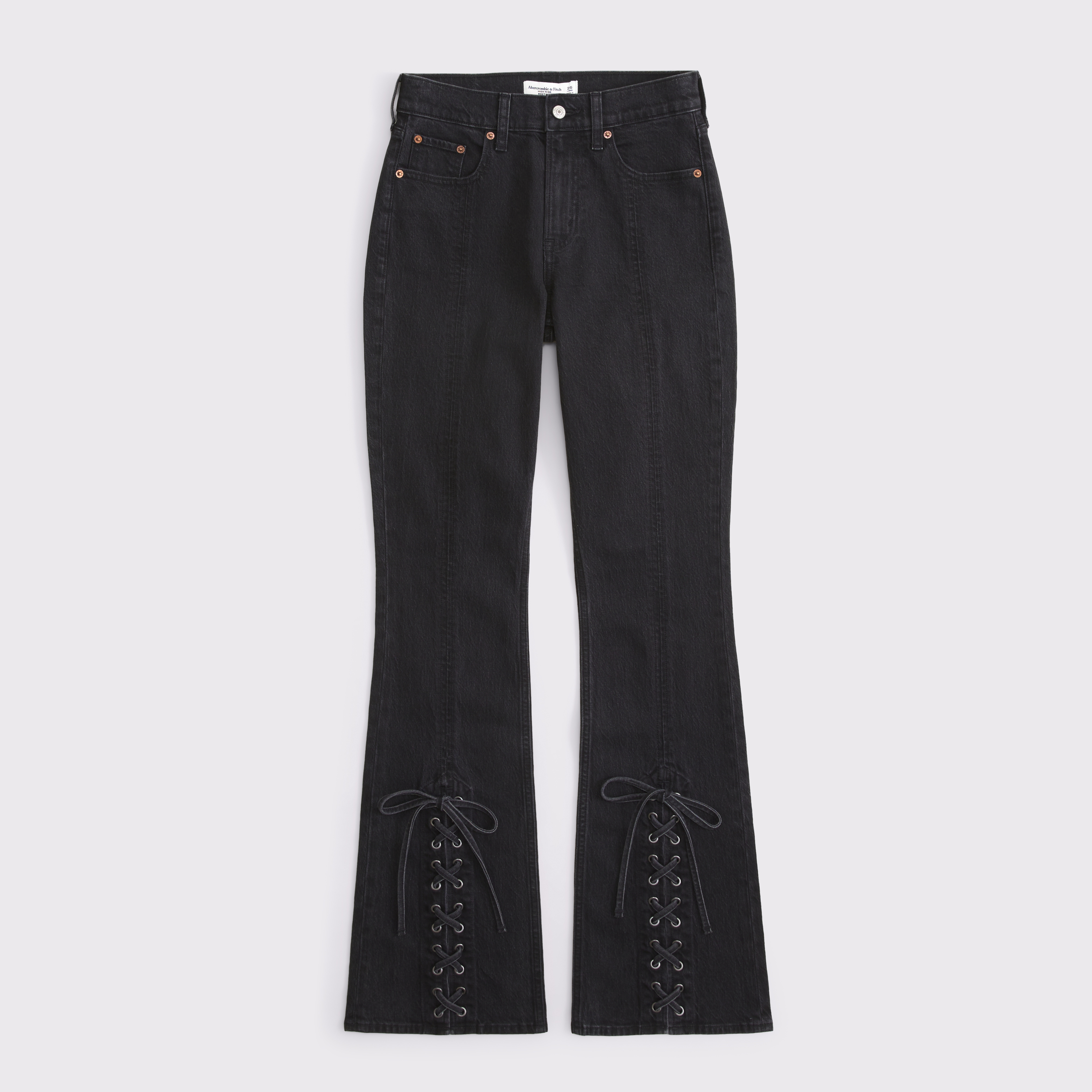 Abercrombie & Fitch High Rise Bootcut Lace Jean In Black