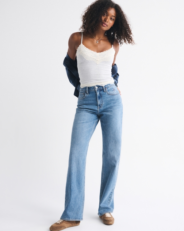 Curve Love High Rise 90s Relaxed Dallas Cowboys Embroidered Jean, Medium Cowboys Embroidery view 1