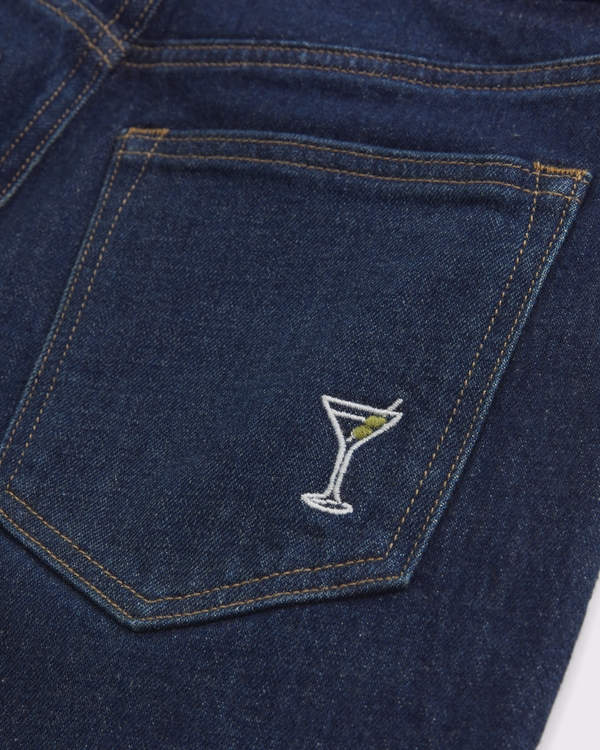Curve Love High Rise 90s Relaxed Martini Embroidered Jean, Dark Martini Embroidery view 2