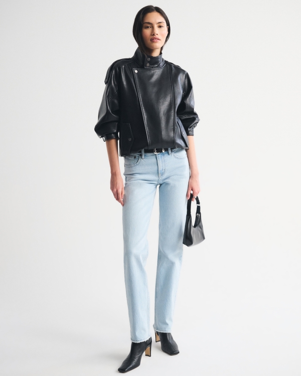 Mid Rise 90s Straight Floral Embroidered Jean, Light Wash view 2