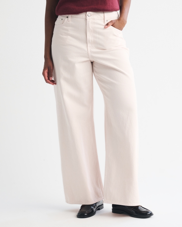 Curve Love High Rise Wide Leg Pink Jean, Light Pink view 2