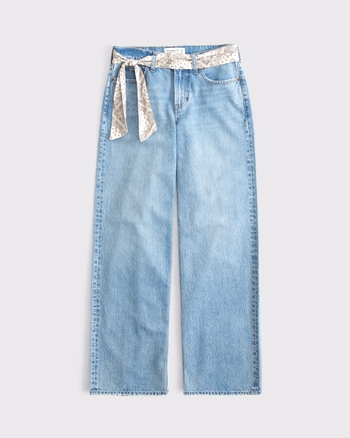 Low Rise Ultra Loose Scarf Belted Jean
