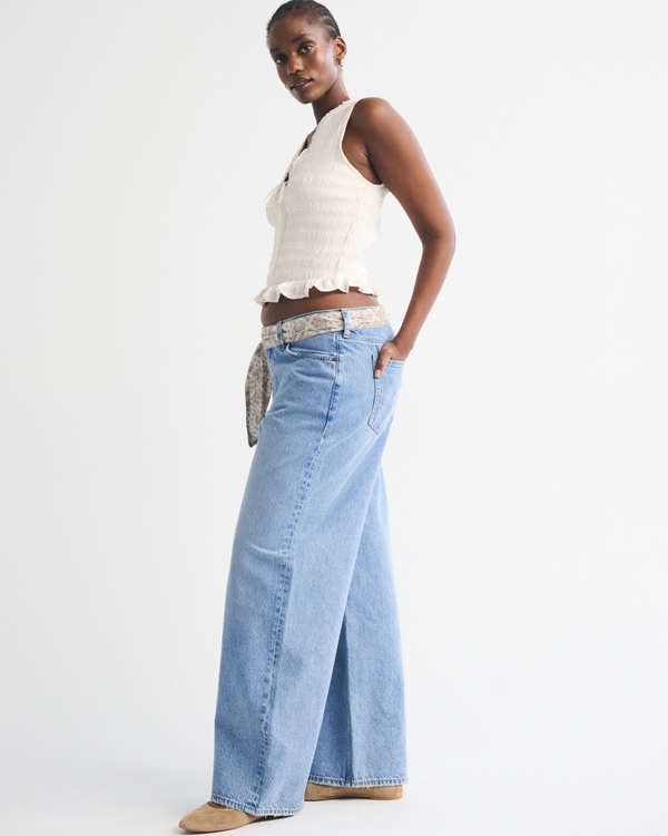 Curve Love Low Rise Ultra Loose Scarf Belted Jean