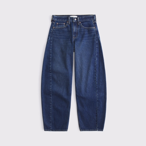 Женские джинсы Abercrombie & Fitch Mid Rise Barrel Horseshoe Embroidered Jean