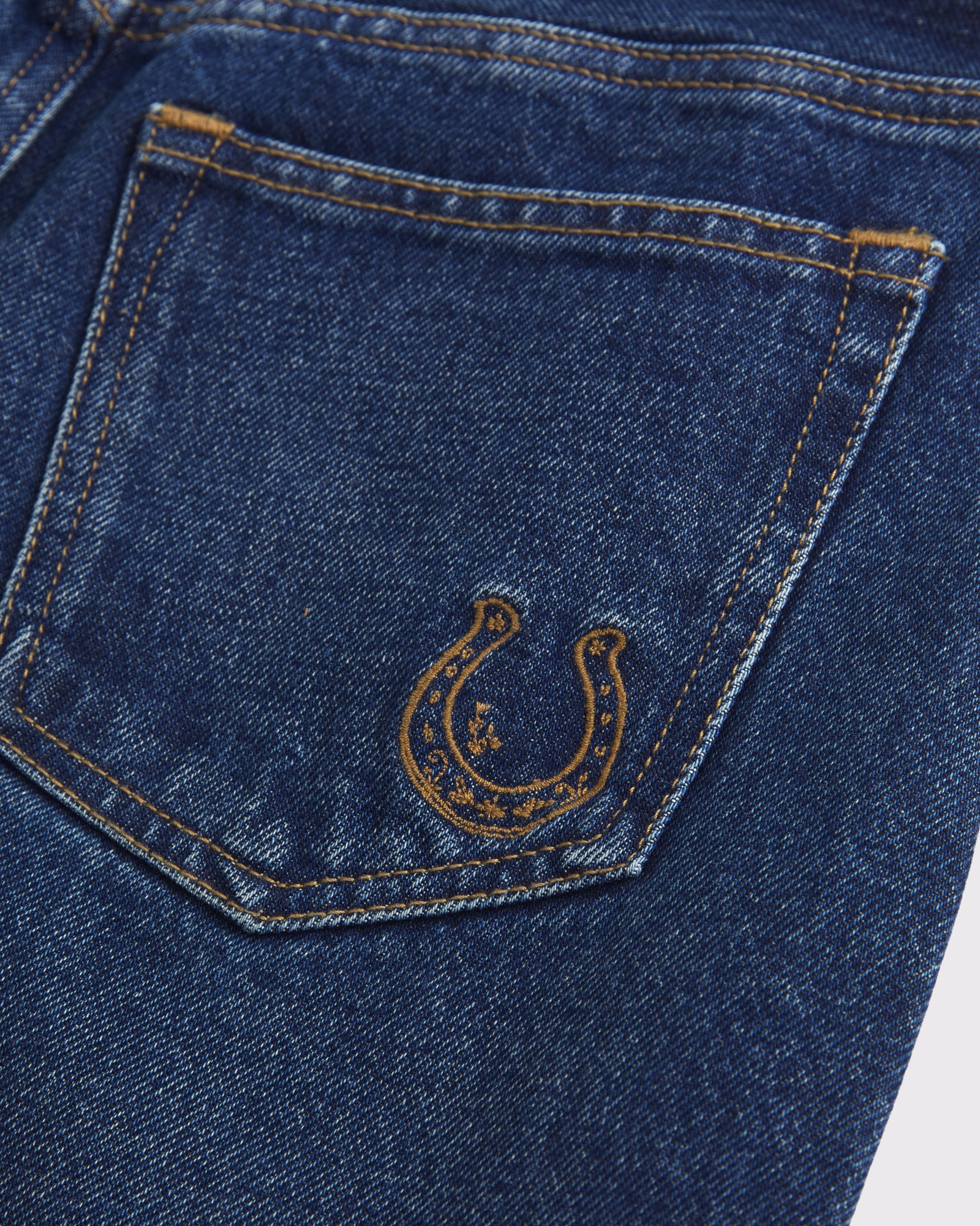 Mid Rise Barrel Horseshoe Embroidered Jean