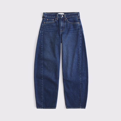 Женские джинсы Abercrombie & Fitch Curve Love Mid Rise Barrel Horseshoe Embroidered Jean