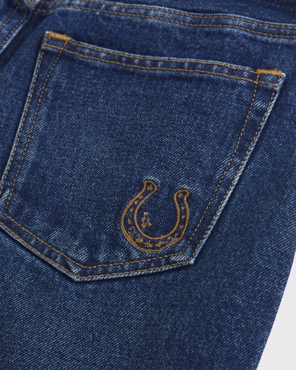 Curve Love Mid Rise Barrel Horseshoe Embroidered Jean, Dark Horseshoe Embroidery view 2