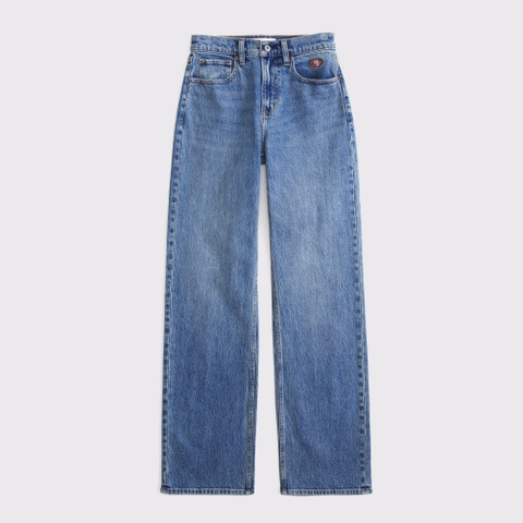 Женские джинсы Abercrombie & Fitch High Rise 90s Relaxed San Francisco 49ers Embroidered Jean
