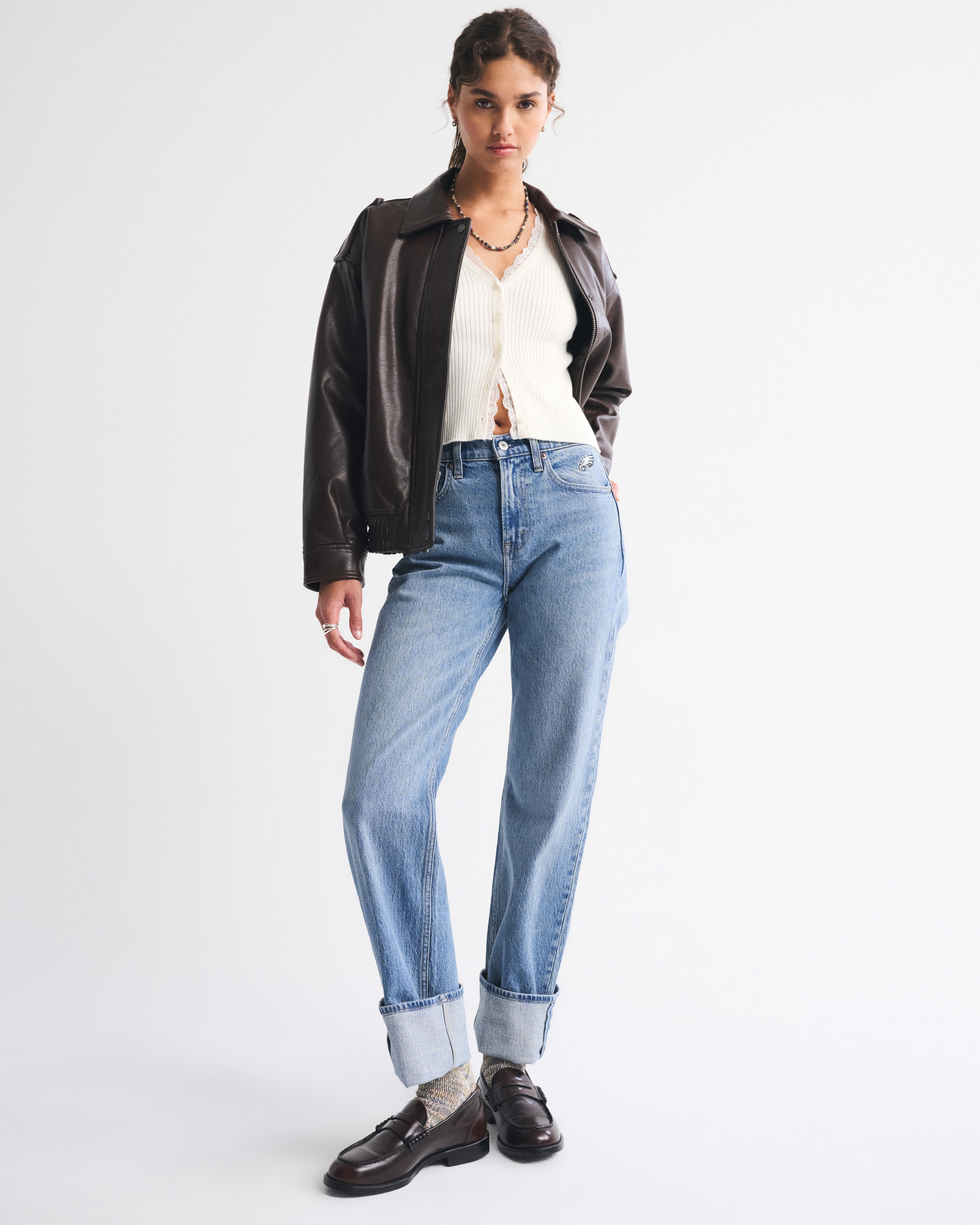 Abercrombie & Fitch High Rise 90s Relaxed Philadelphia Eagles Embroidered Jean In Blue