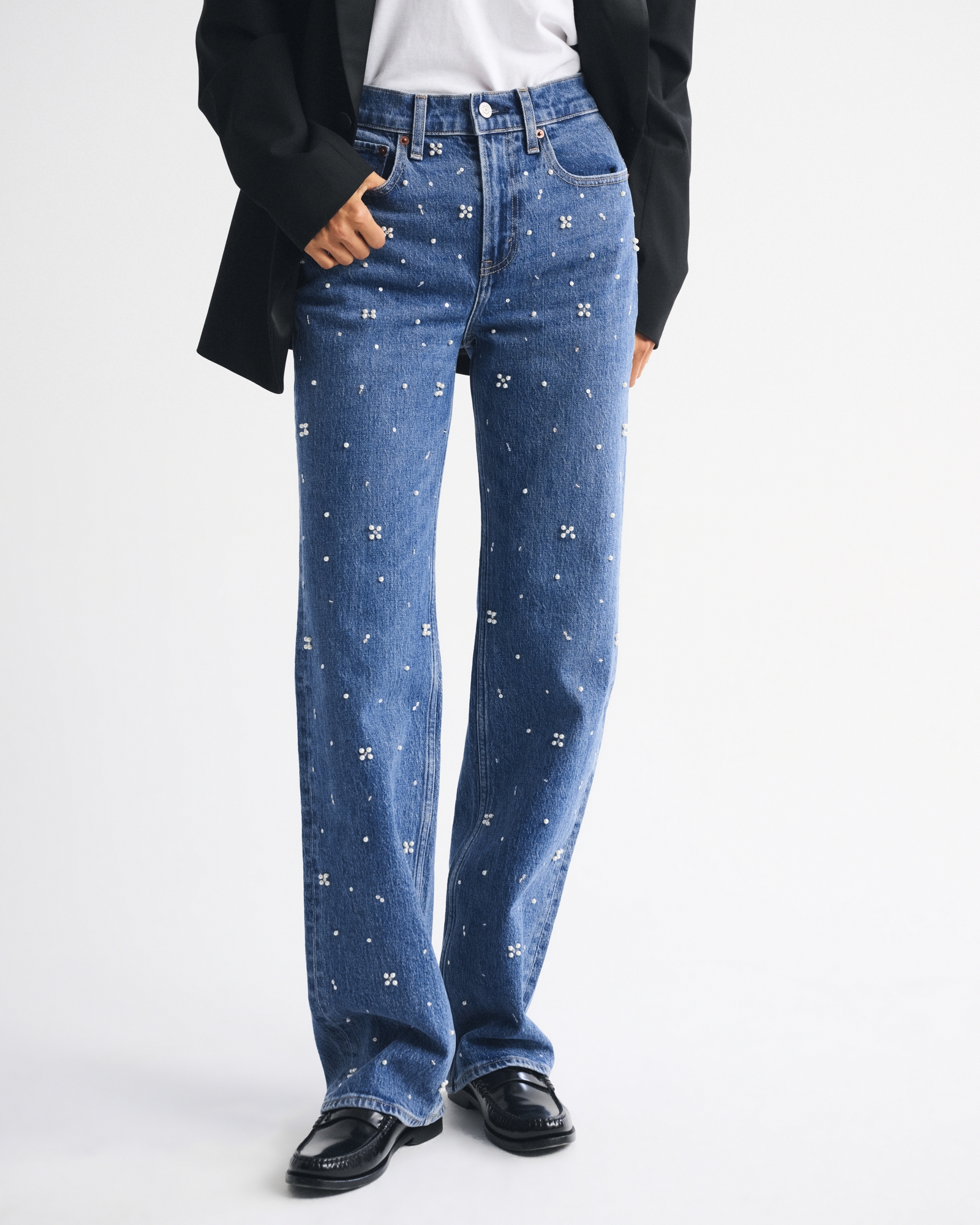 High Rise 90s Relaxed Studded Jean