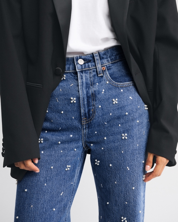High Rise 90s Relaxed Pearl Embellished Jean