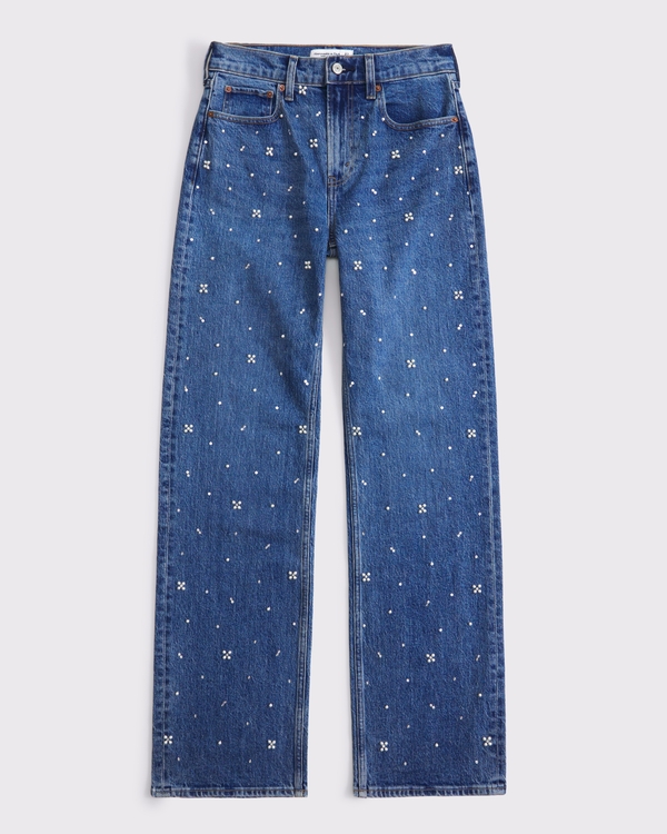 High Rise 90s Relaxed Pearl Embellished Jean