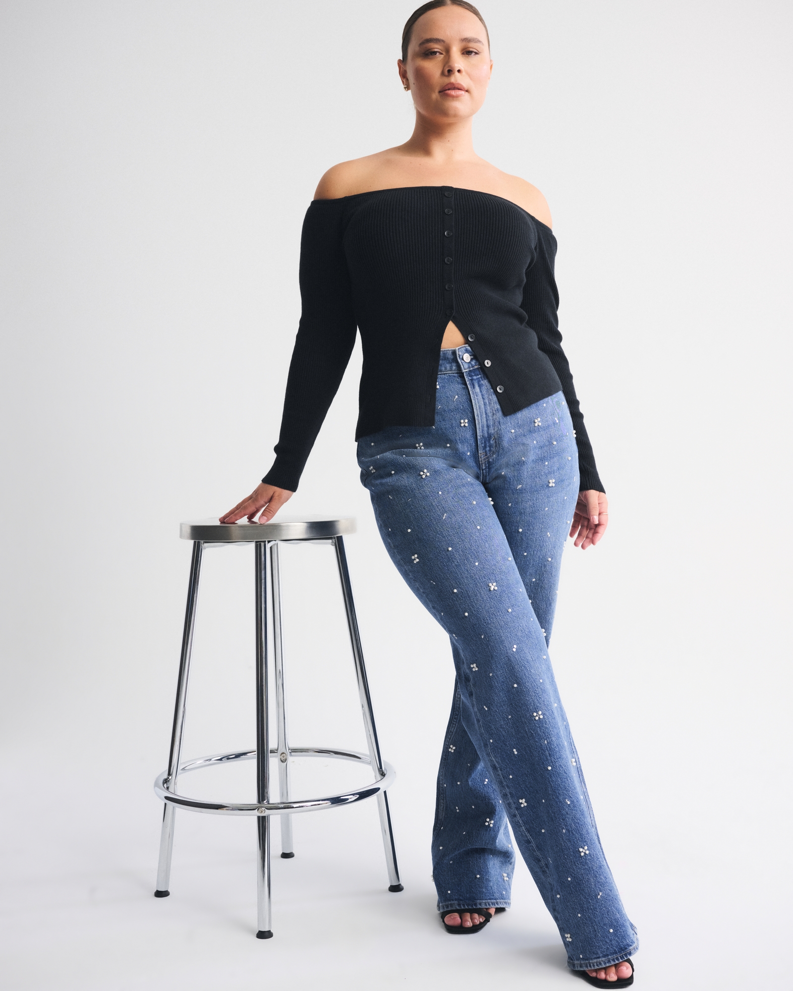 Curve Love High Rise 90s Relaxed Studded Jean