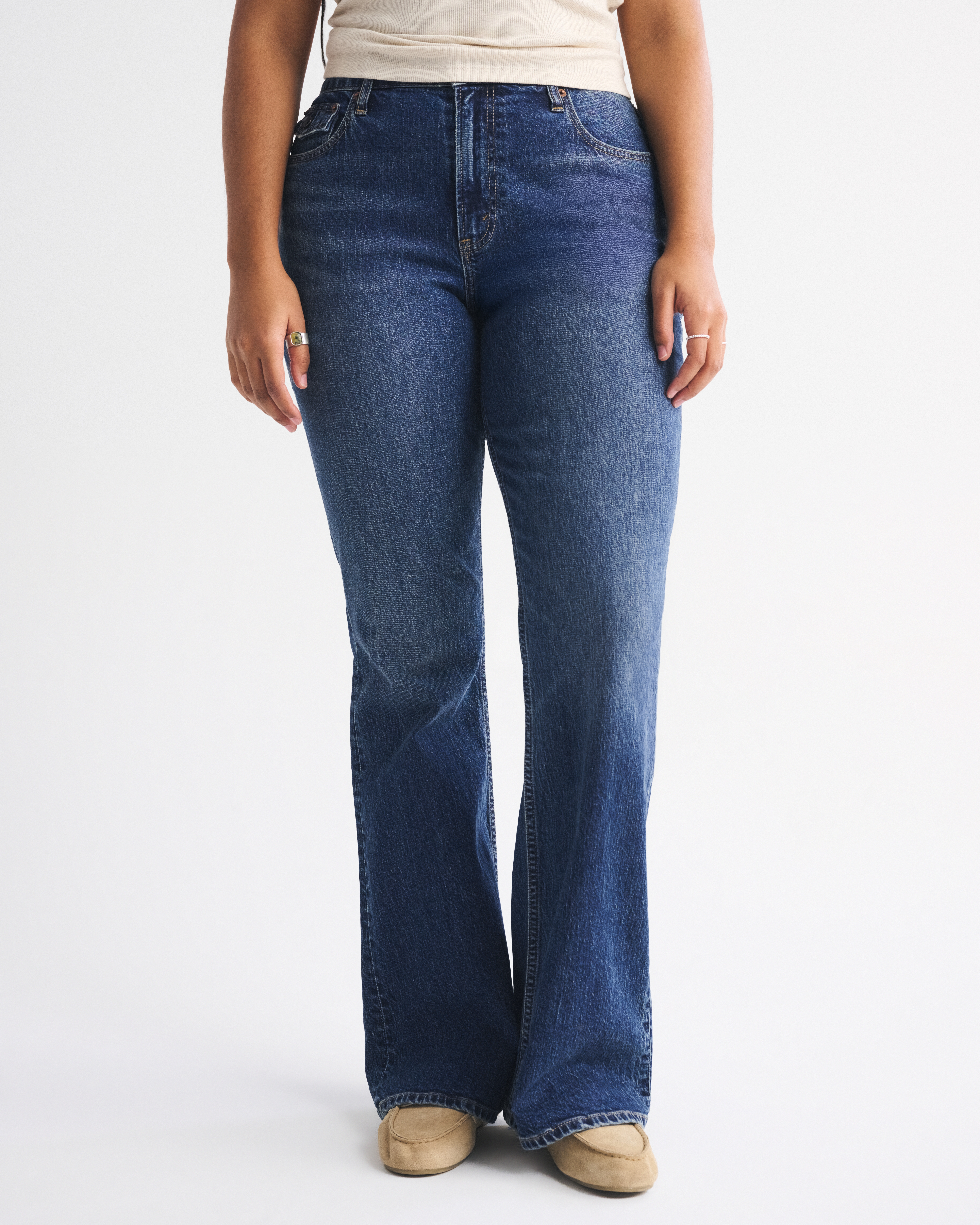 Abercrombie & Fitch Curve Love High Rise Bootcut Jean In Blue