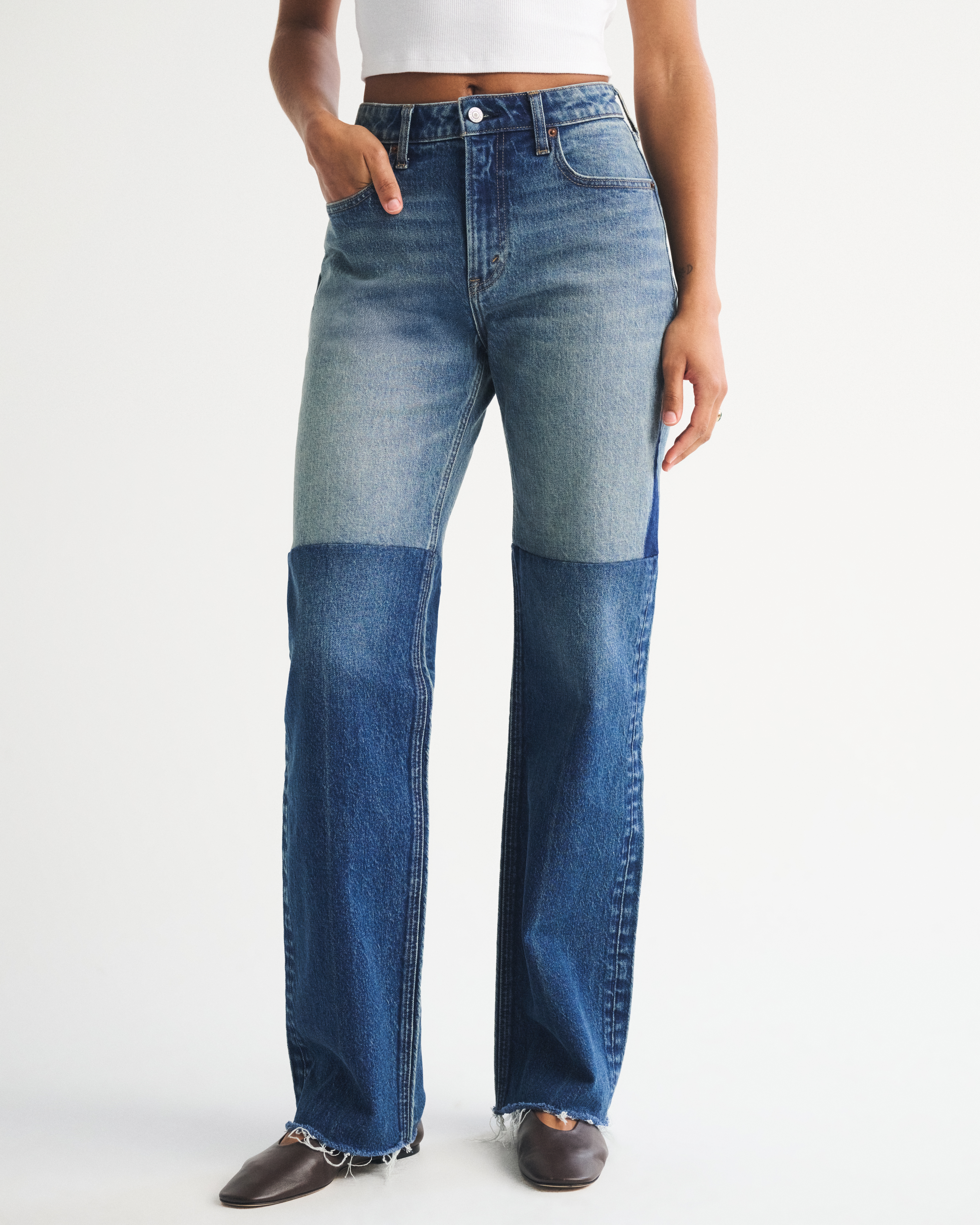 Женские джинсы Abercrombie & Fitch Curve Love High Rise 90s Relaxed Reworked Jean, цвет: Medium Reworked — фото 3