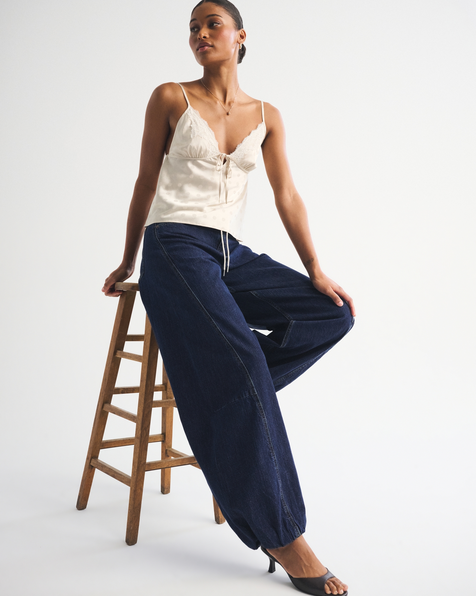 Curve Love Linen-Blend High Rise Balloon Jean