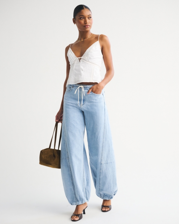 Curve Love Linen-Blend High Rise Balloon Jean