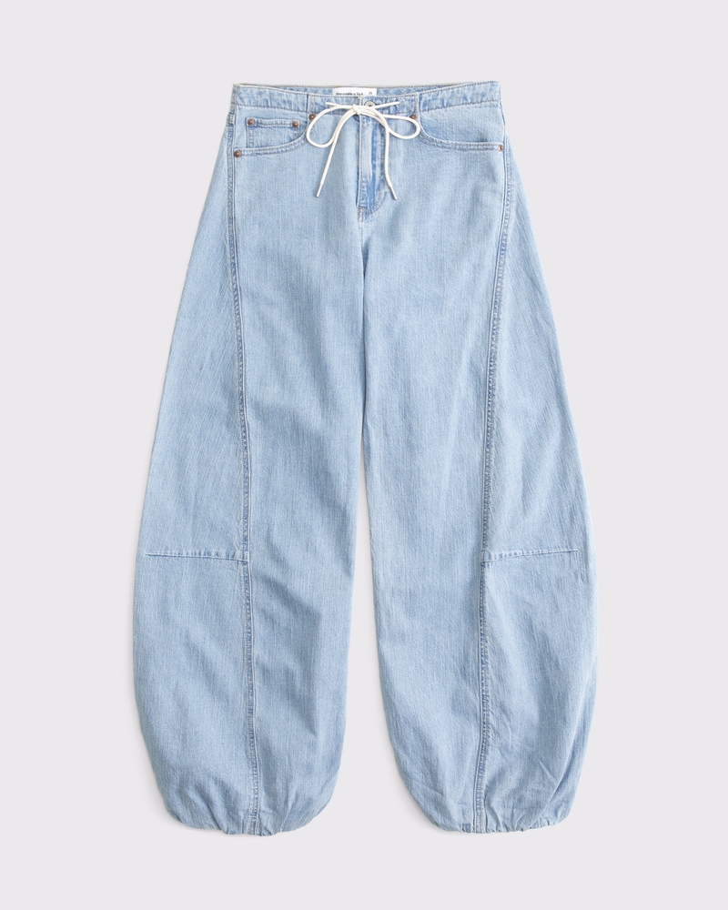 High Waisted Balloon Jeans KICHULFLOWING WAVE BALLOON DENIM PANTS