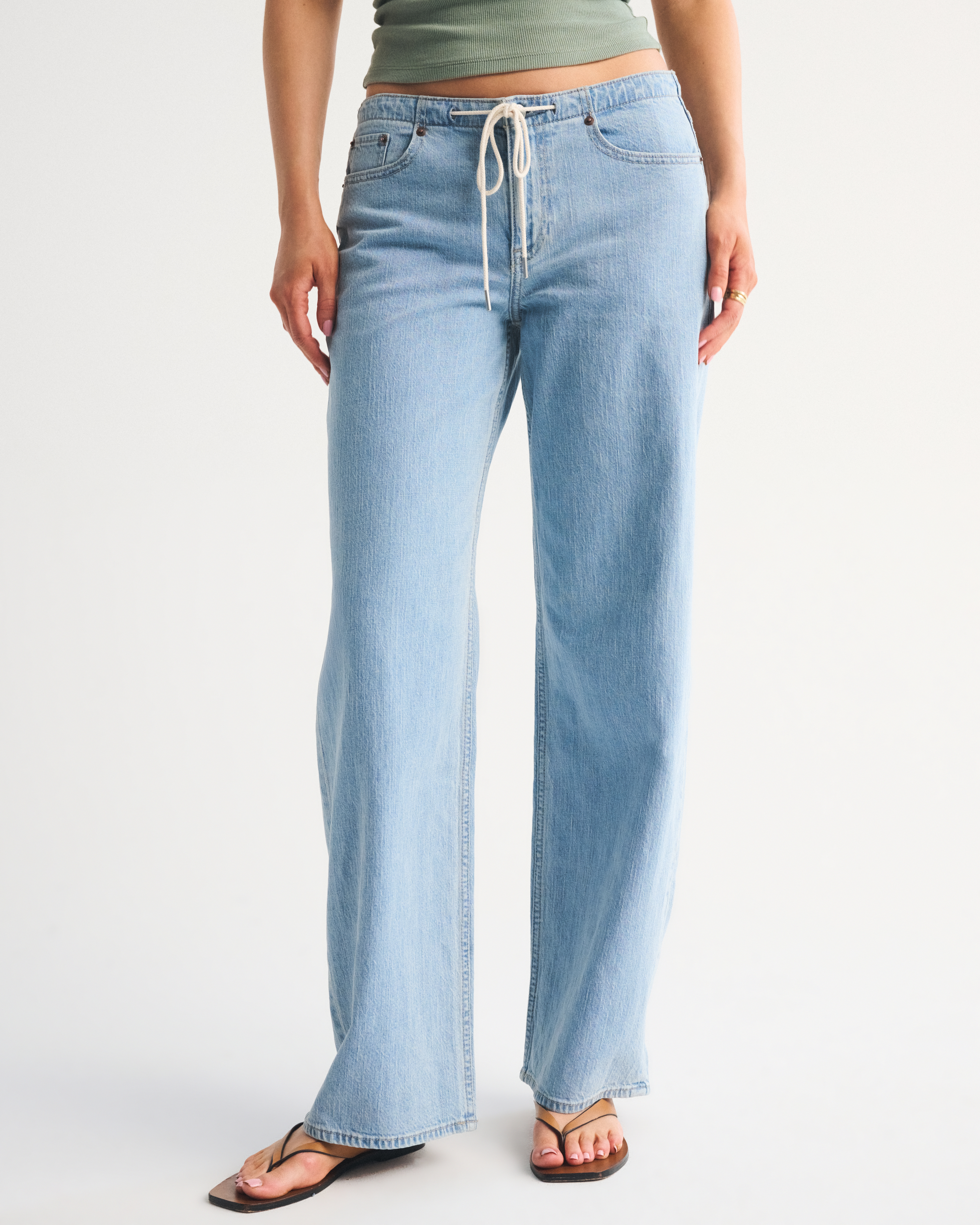 Женские джинсы Abercrombie & Fitch Linen-Blend Low Rise Ultra Loose Jean — фото 3