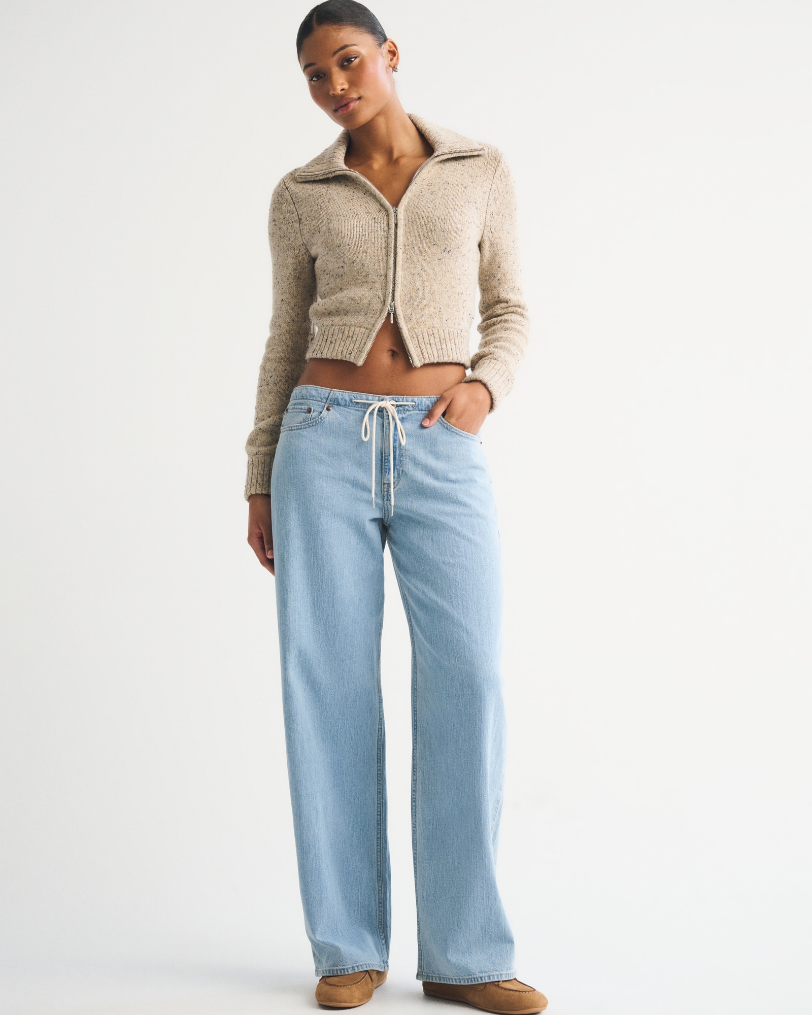 Curve Love Linen-Blend Low Rise Ultra Loose Jean