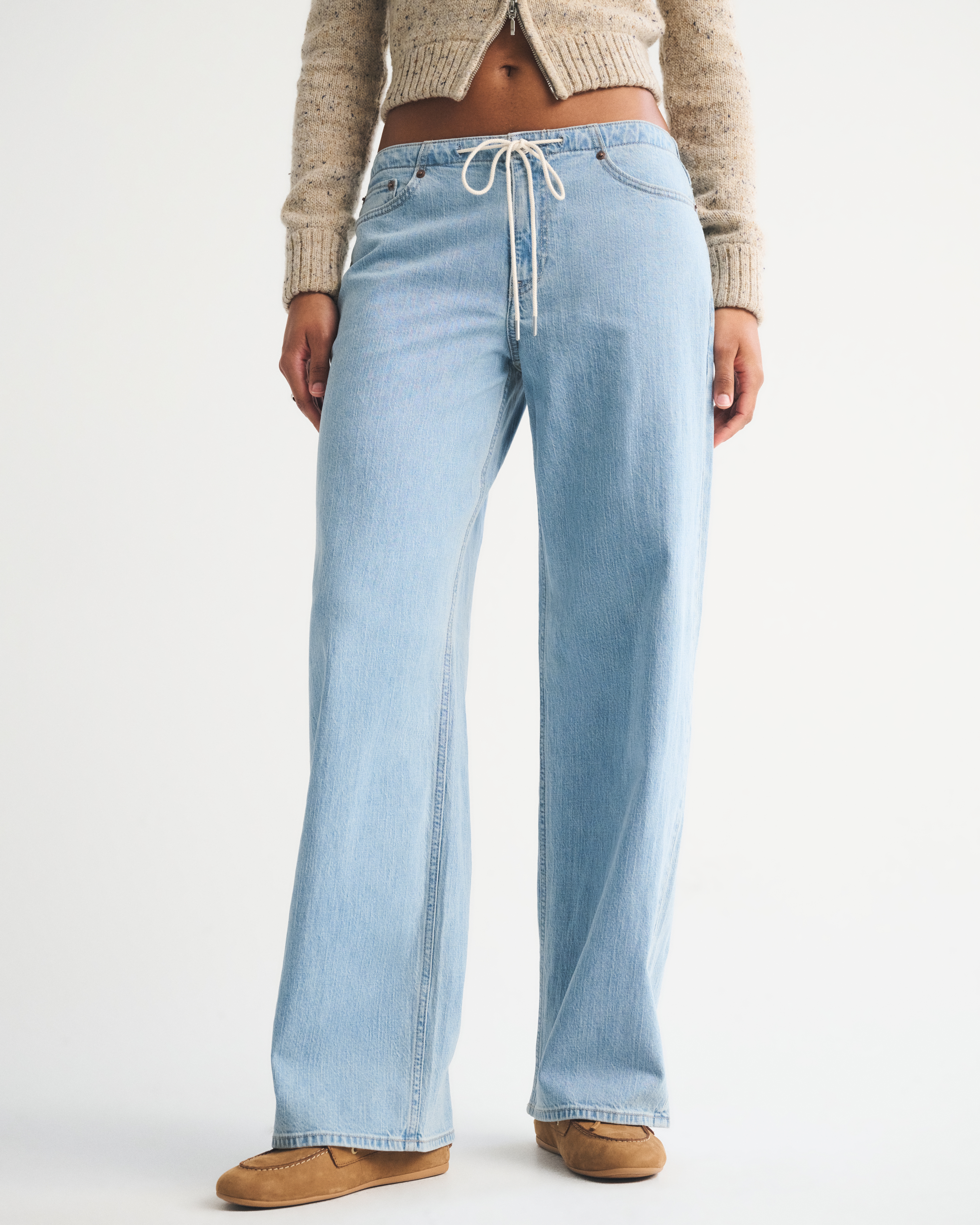 Женские джинсы Abercrombie & Fitch Curve Love Linen-Blend Low Rise Ultra Loose Jean — фото 3