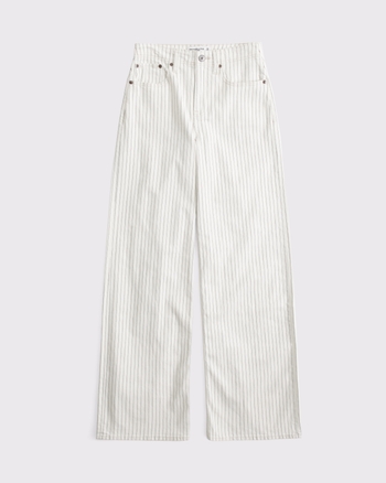 Linen-Blend High Rise Wide Leg Striped Jean from Abercrombie & Fitch - $59.99