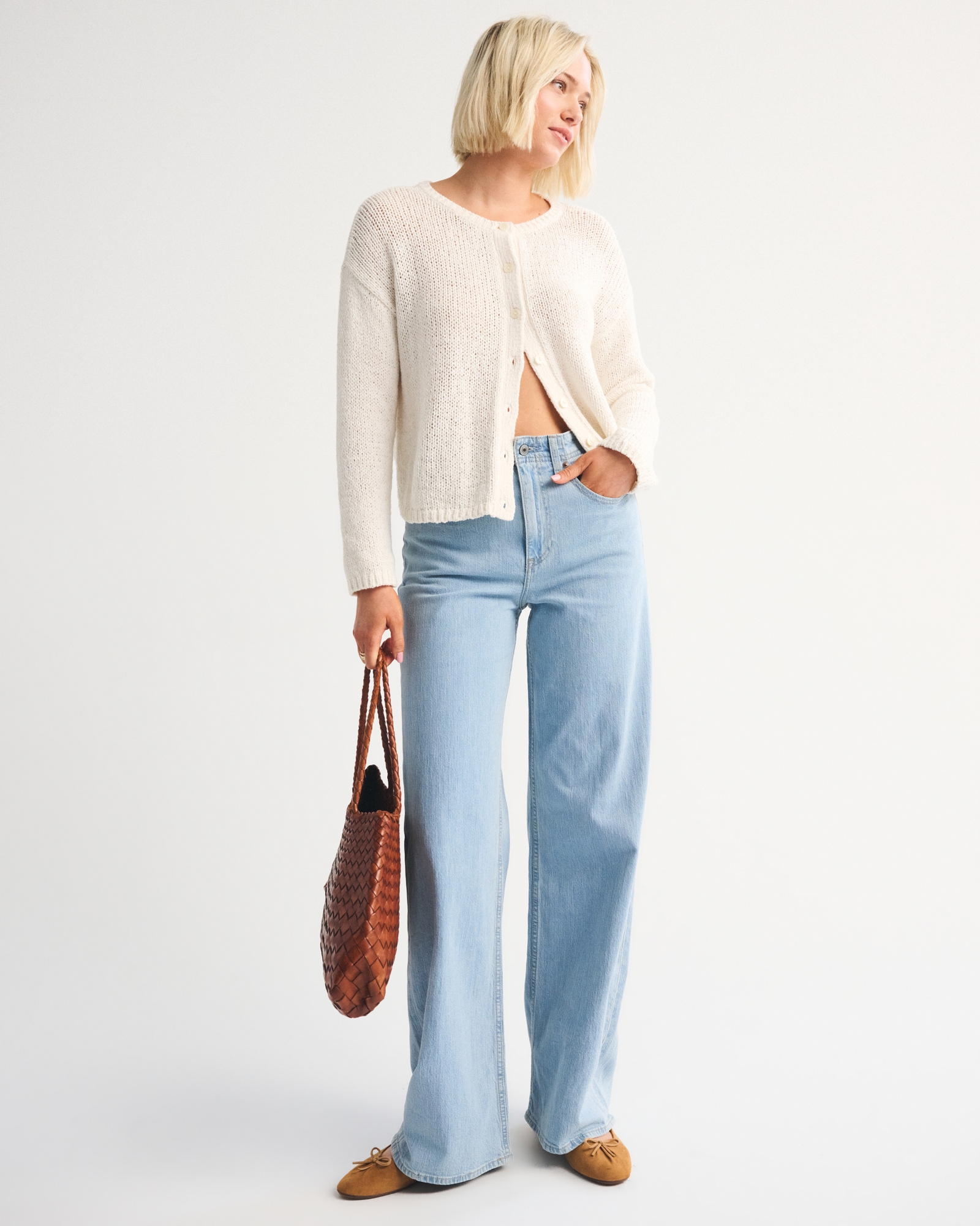 Linen-Blend High Rise Wide Leg Striped Jean