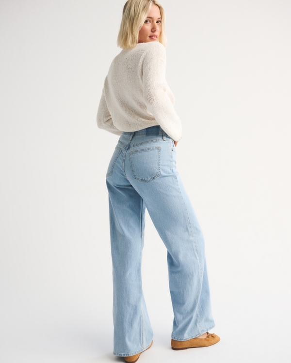 Linen-Blend High Rise Wide Leg Jean