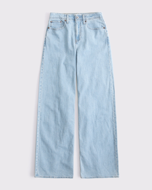 Linen-Blend High Rise Wide Leg Jean