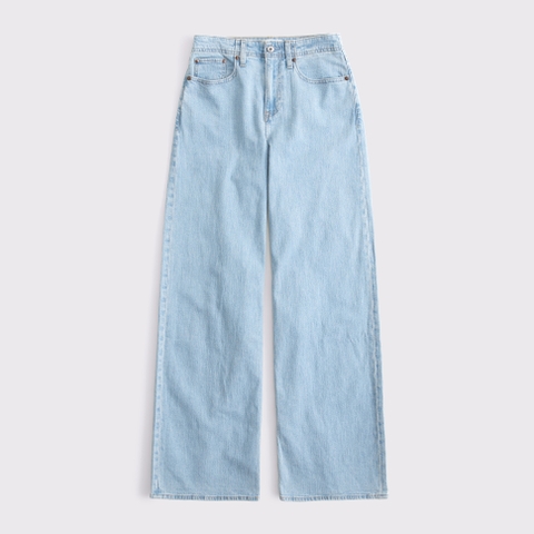 Женские джинсы Abercrombie & Fitch Curve Love Linen-Blend High Rise Wide Leg Jean
