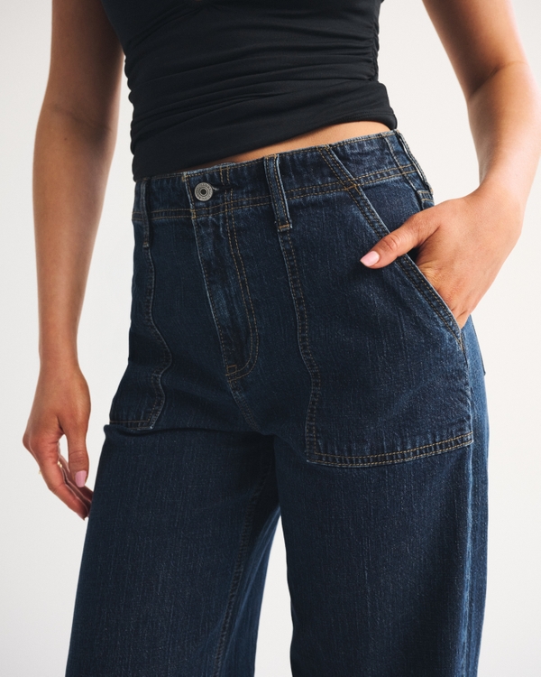 Linen-Blend High Rise Wide Leg Jean