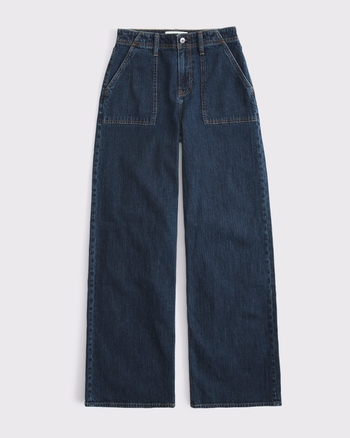 Linen-Blend High Rise Wide Leg Jean from Abercrombie & Fitch - $59.99