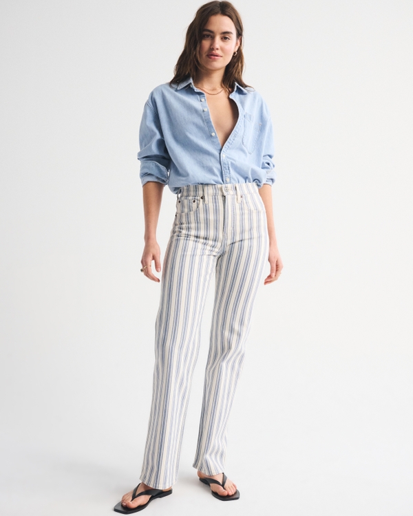 High Rise 90s Relaxed Striped Jean