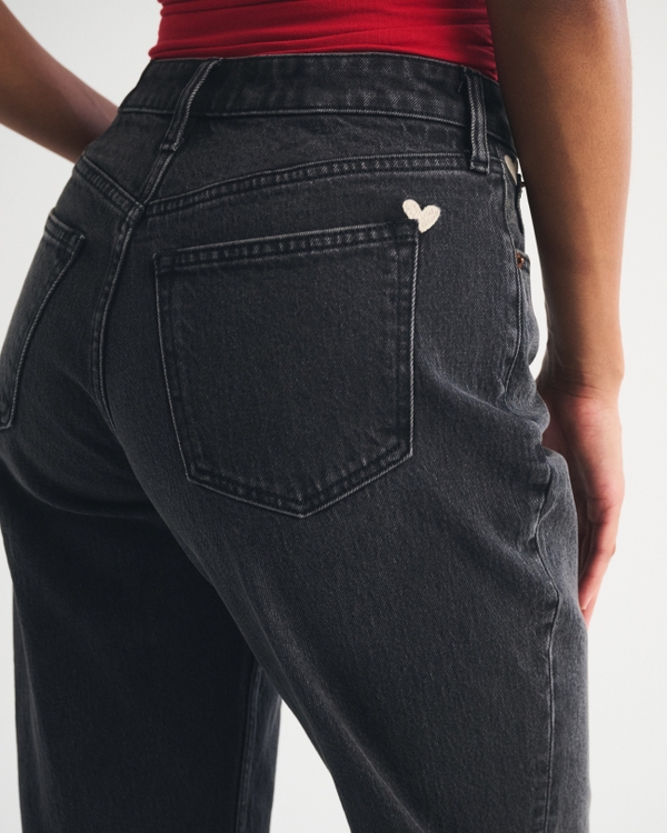 Women's Curve Love High Rise 90s Relaxed Heart Embroidered Jean