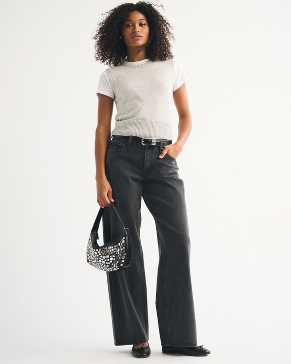 Curve Love Low Rise Ultra Loose Jean, Black view 1