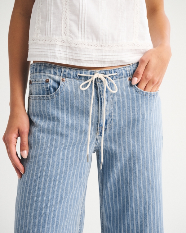Linen-Blend Low Rise Ultra Loose Drawstring Jean