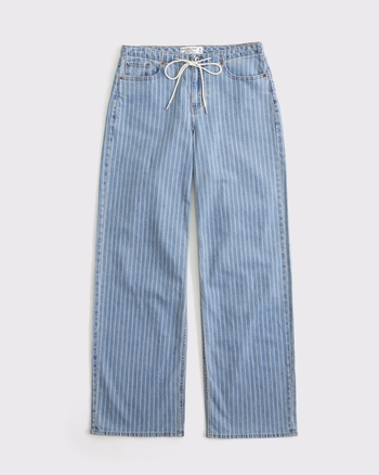Linen-Blend Low Rise Ultra Loose Drawstring Jean from Abercrombie & Fitch - $120