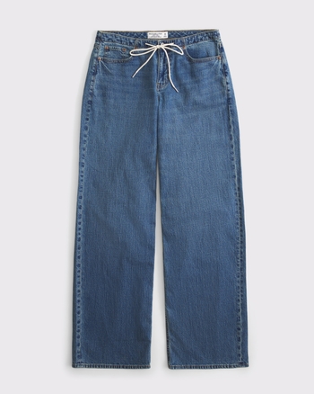 Linen-Blend Low Rise Ultra Loose Drawstring Jean from Abercrombie & Fitch - $90