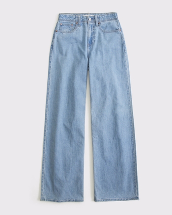 Linen-Blend Curve Love High Rise Wide Leg Jean from Abercrombie & Fitch - $90