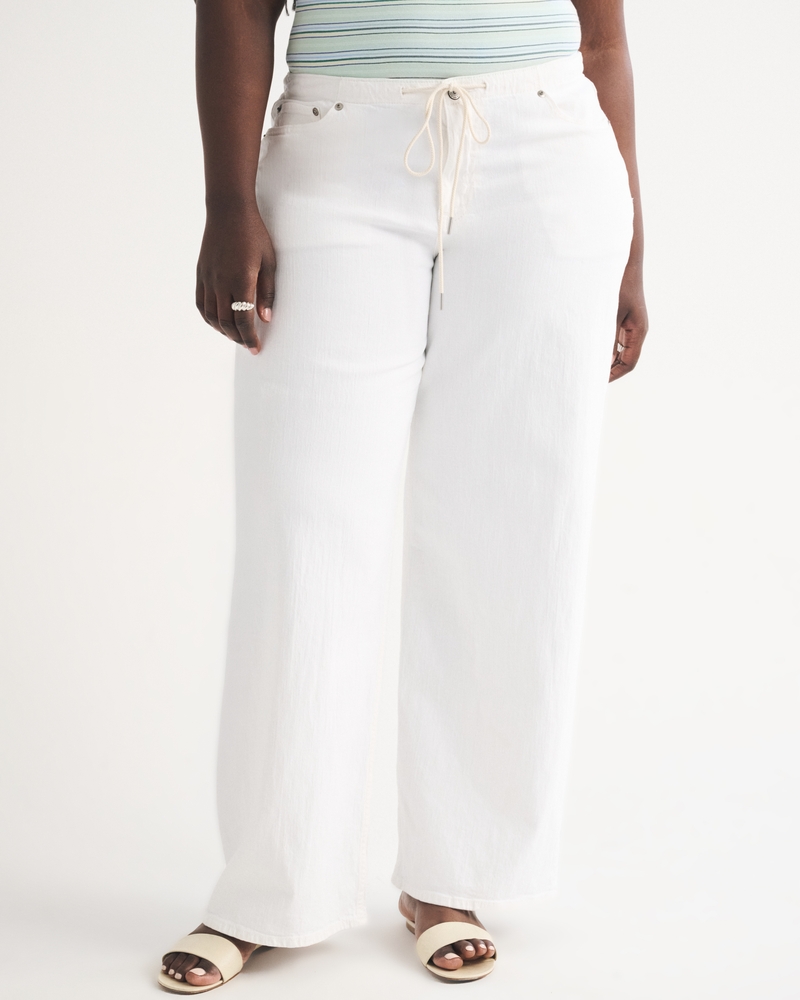 Curve Love Linen-Blend Low Rise Ultra Loose Drawstring Jean - thumbnail 7