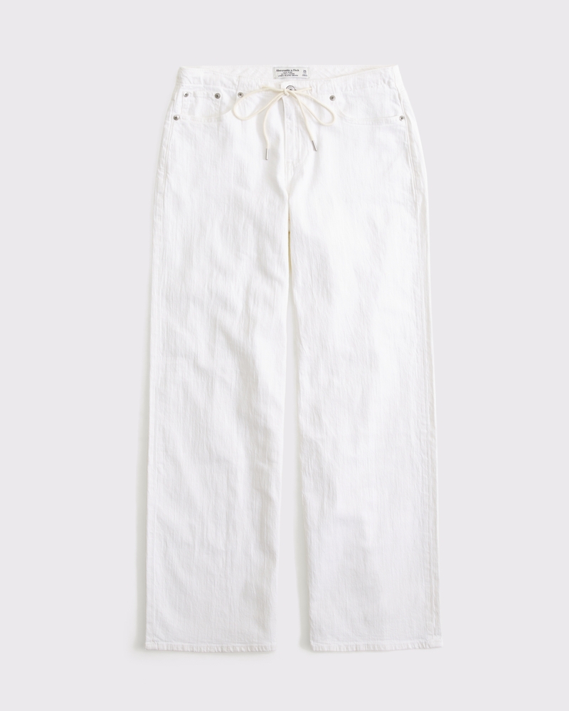 Women's Curve Love Linen-Blend Low Rise Ultra Loose Drawstring