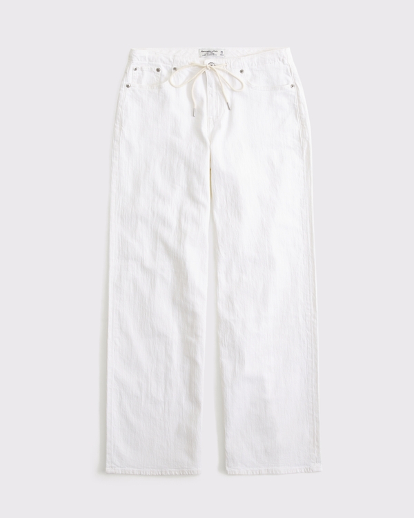 Women's Curve Love Linen-Blend Low Rise Ultra Loose Drawstring
