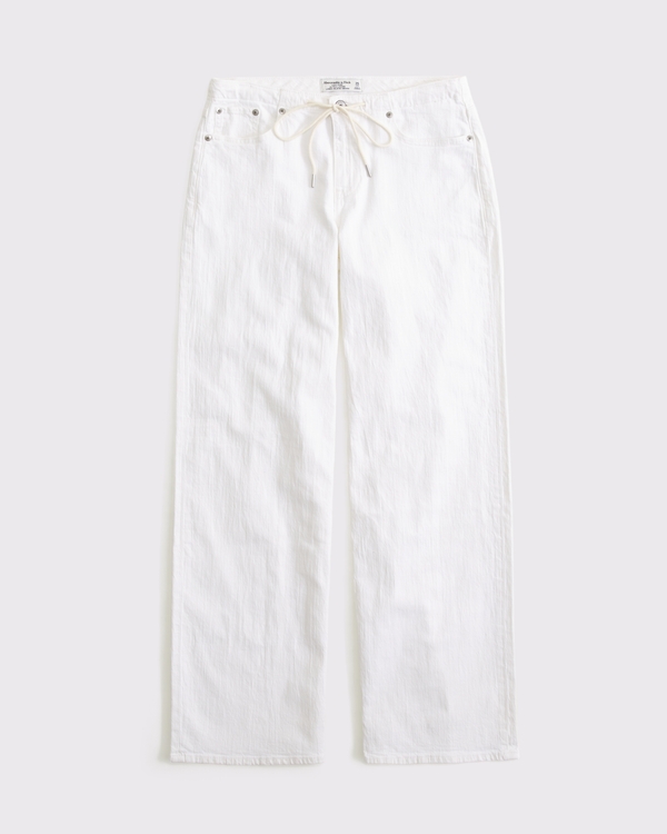 Women's Linen-Blend Low Rise Ultra Loose Drawstring Jean | Women's