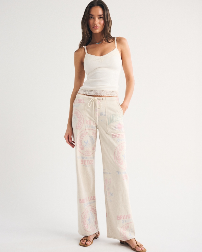 Linen-Blend Low Rise Ultra Loose Drawstring Jean - thumbnail 7