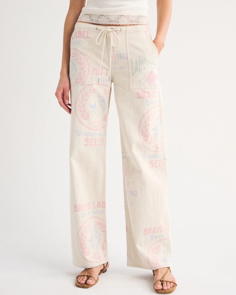 Linen-Blend Low Rise Ultra Loose Drawstring Jean - thumbnail 9