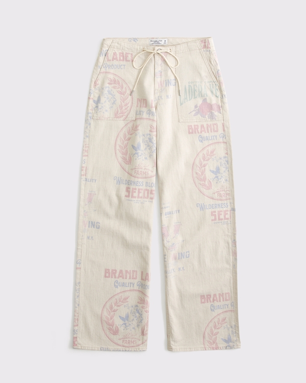 Women's Linen-Blend Low Rise Ultra Loose Drawstring Jean | Women's