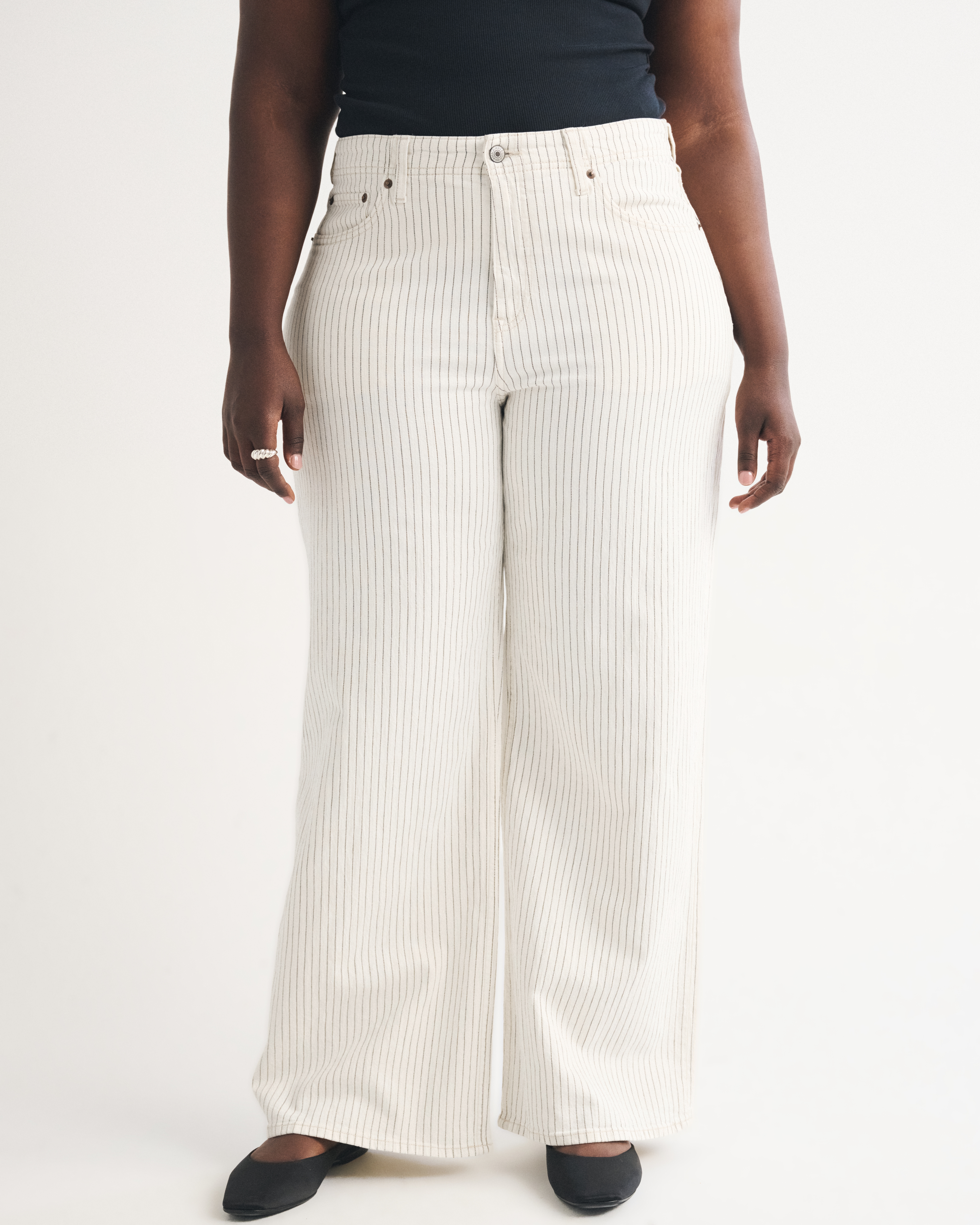 Женские джинсы Abercrombie & Fitch Linen-Blend Curve Love High Rise Wide Leg Jean — фото 3