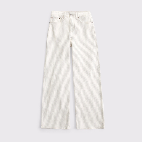 Женские джинсы Abercrombie & Fitch Linen-Blend Curve Love High Rise Wide Leg Jean