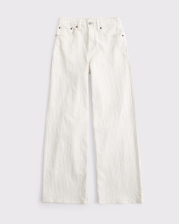 Linen-Blend Curve Love High Rise Wide Leg Striped Jean from Abercrombie & Fitch - $120